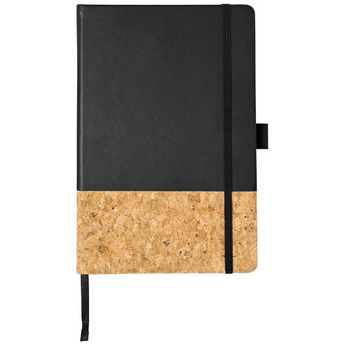 Evora A5 Notizbuch mit schwarzem PU-Bezug und Kork, individuell mit Logo von Signalshop.de gestaltbar, Werbeartikel.