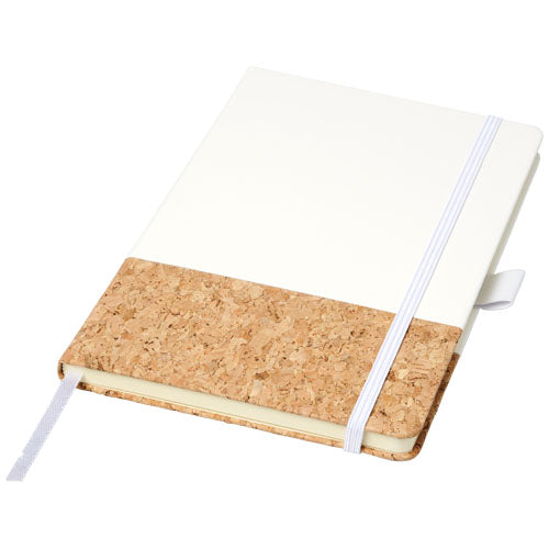 Evora A5 Notizbuch mit Kork, weiß, individuell gestaltbar, ideal als Werbeartikel bei Signalshop.de.