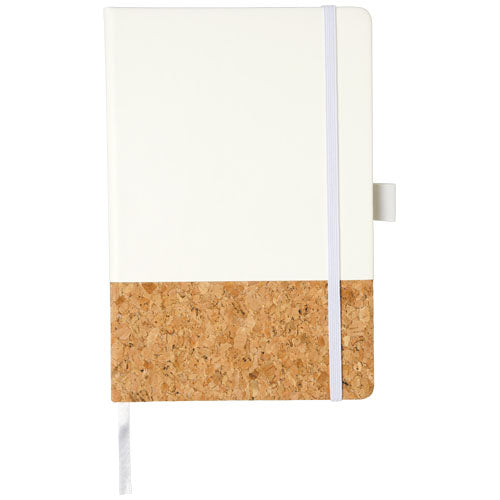 Evora A5 Notizbuch aus weißem Thermo PU und Kork, individuell bedruckbar bei Signalshop.de, Werbeartikel
