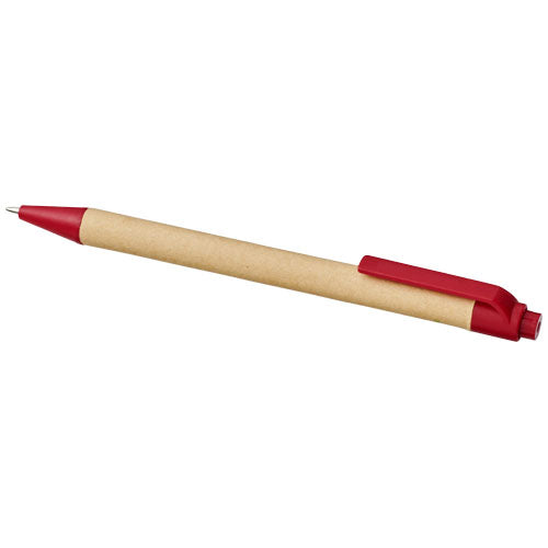 Berk Kugelschreiber aus recyceltem Karton mit rotem Clip, individuell bedruckbar bei Signalshop.de, Werbeartikel.
