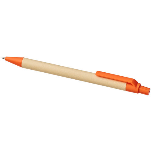 Berk Kugelschreiber aus recyceltem Karton mit orangem Clip, individuell bedruckbar, Signalshop.de Werbegeschenk.