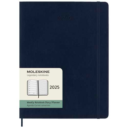 Moleskine Softcover XL Wochenkalender 2025, dunkelblau, individuell mit Logo bei Signalshop.de bedruckbar. Werbeartikel, Werbegeschenke, Werbemittel, Giveaway.