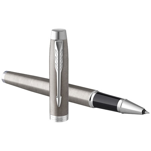 Parker IM Tintenroller, silbernes Metall, schwarze Mine, individuell gestaltbar, Signalshop.de Werbeartikel