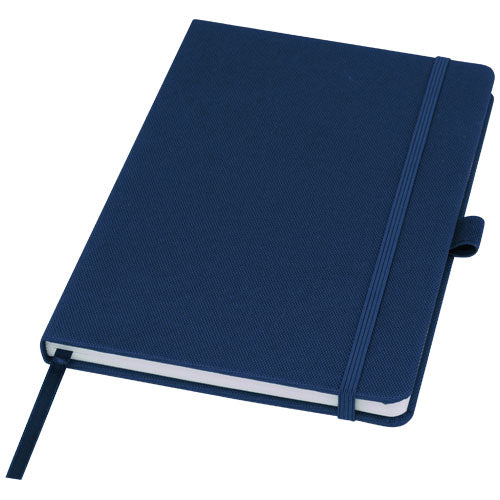 Blaues Honua A5 Notizbuch aus recyceltem Papier und PET, individuell bedruckbar, von Signalshop.de, Werbeartikel.