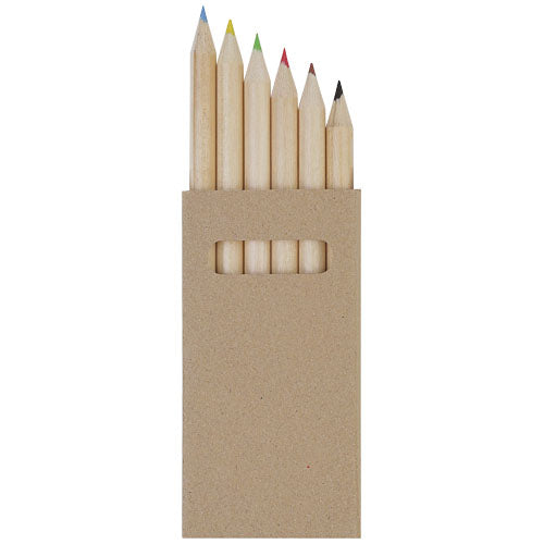 Artemaa Buntstift Malset, 6-teilig, natur, aus Holz, individuell gestaltbar, Signalshop.de Werbeartikel