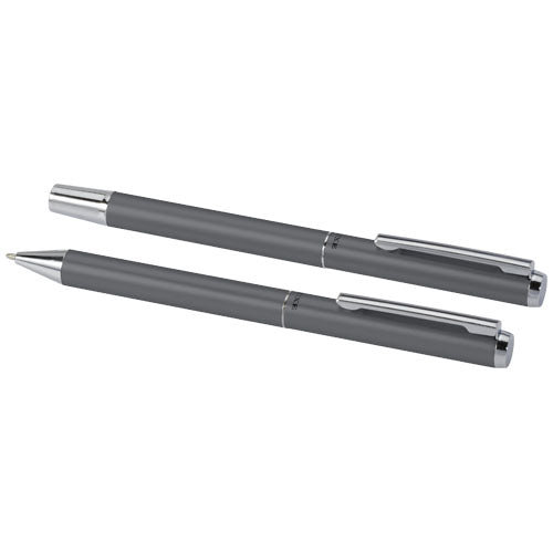 Lucetto Schreibset mit Kugelschreiber und Tintenroller aus recyceltem Aluminium, individuell gestaltbar, bei Signalshop.de.