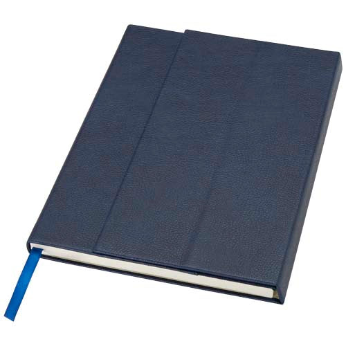 Alejandra A5 Hardcover Notizbuch aus recyceltem Leder in Blau, individuell mit Logo bedruckbar, Signalshop.de Werbeartikel