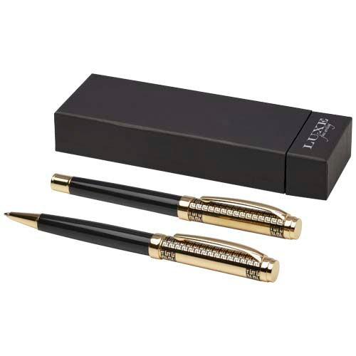 Legato Kugelschreiber und Tintenroller Set in Schwarz-Gold, individuell gestaltbar, von Signalshop.de, Werbeartikel, nachhaltig.