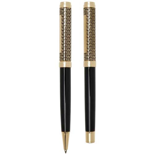 Legato Kugelschreiber und Tintenroller Set in Schwarz-Gold, individuell mit Logo bedruckbar, Signalshop.de Werbeartikel.