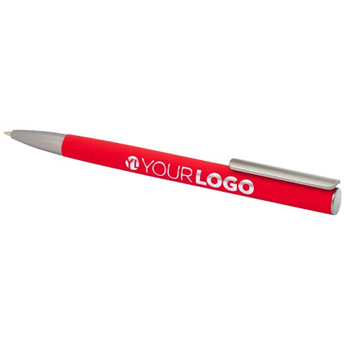 Roter Ziguur Kugelschreiber aus recyceltem Aluminium, individuell mit Logo bedruckt, erhältlich bei Signalshop.de; Werbeartikel, Werbegeschenke, Werbemittel, Giveaway.