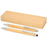 Bambus Kugelschreiber- und Druckbleistiftset von Signalshop.de, individuell mit Logo bedruckbar, Werbeartikel.