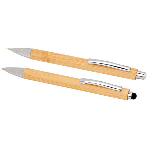 Oblys Bambus Kugelschreiber und Druckbleistiftset, individuell gestaltbar, Signalshop.de Werbeartikel, Werbegeschenke