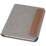 Andean A5 RCS-recycelte Mappe in Grau mit Holzdetail, individuell bedruckbar, Signalshop.de Werbeartikel.