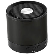 Greedo Bluetooth® Aluminium Lautsprecher, schwarz, rund, individuell mit Logo bedruckbar bei Signalshop.de, Werbeartikel.
