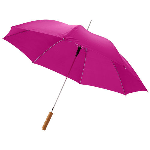 Lisa 23" Automatikregenschirm mit Holzgriff, pink, individuell bedruckbar, Signalshop.de Werbeartikel