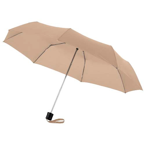 Beiger Ida 21,5" Kompaktregenschirm mit Segmenten, individuell bedruckbar bei Signalshop.de, Werbeartikel.