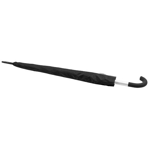 Schwarzer Arch 23" Automatikregenschirm mit gebogenem Griff, individuell bedruckbar, Werbeartikel von Signalshop.de