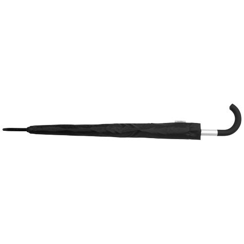 Schwarzer Arch 23" Automatikregenschirm mit gebogenem Griff, individuell bedruckbar, erhältlich bei Signalshop.de, idealer Werbeartikel.