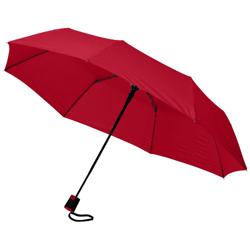 Roter Wali 21" Automatik Kompaktregenschirm von Signalshop.de, individuell gestaltbar, Werbeartikel, Giveaway.