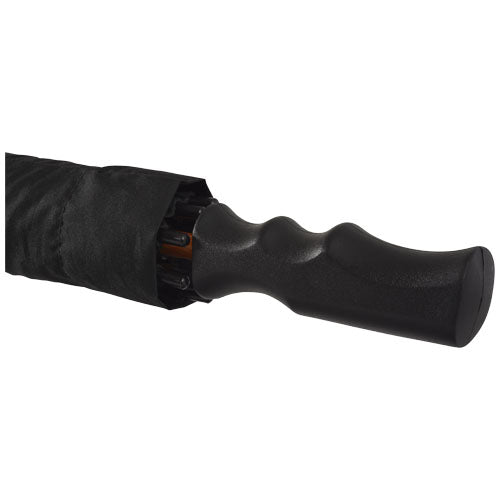Schwarzer Stark 23" Automatik-Sturmschirm mit ergonomischem Griff, individuell mit Logo bei Signalshop.de bedruckbar, ideal als Werbeartikel, Werbegeschenk, Werbemittel, Giveaway.