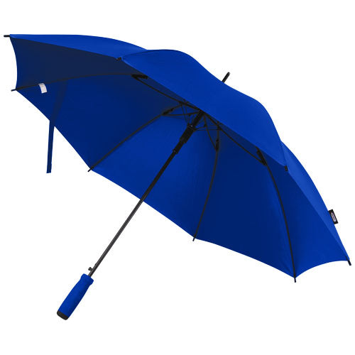 Blauer Niel 23" Automatikregenschirm aus recyceltem PET, individuell mit Logo bedruckt, Signalshop.de Werbeartikel.