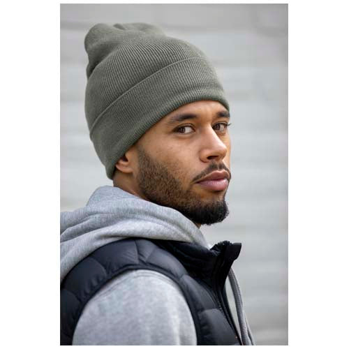 Irwin Mütze in Grau, Strick-Beanie, individuell gestaltbar mit Logo, erhältlich bei Signalshop.de Werbeartikel.