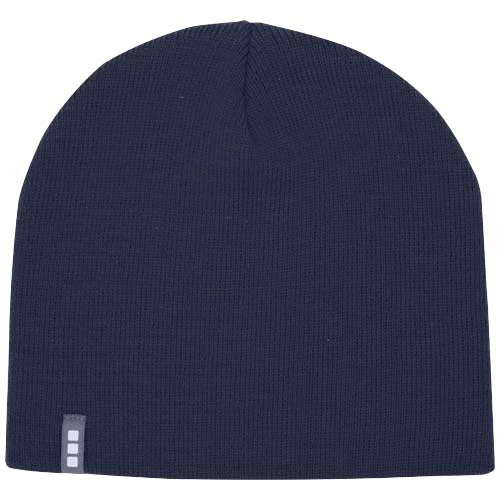 Blaue Izu Beanie aus Baumwolle mit Logo, individuell gestaltbar, erhältlich bei Signalshop.de. Werbeartikel, Werbegeschenke, Werbemittel, Giveaway.