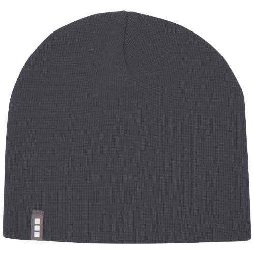 Graue Izu Mütze aus Baumwolle mit Logo, individuell gestaltbar, von Signalshop.de als Werbeartikel.