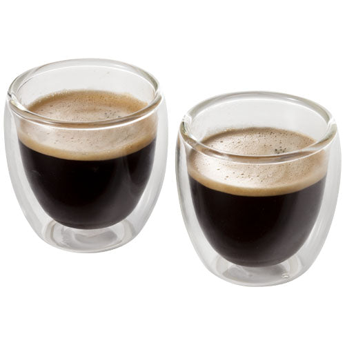 Boda 2er Mini Glas Set, doppelwandig, transparent, für Kaffee oder Tee, individuell mit Logo von Signalshop.de bedruckbar, idealer Werbeartikel.