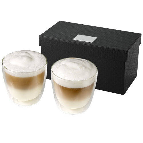 Boda 2er Medi Glas Set: Doppelwandige Kaffeetassen, individuell gestaltbar mit Logo, Signalshop.de Werbeartikel.