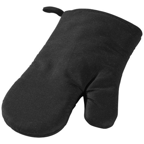 Schwarzer Zander Ofenhandschuh aus Stoff, individuell mit Logo bedruckbar, ideal als Werbegeschenk von Signalshop.de.