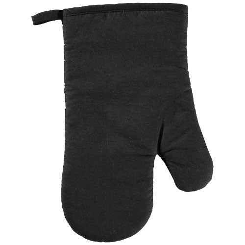 Schwarzer Zander Ofenhandschuh aus Baumwolle, individuell mit Logo bedruckbar. Signalshop.de Werbeartikel.