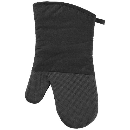 Schwarzer Maya Ofenhandschuh mit Silikongriff von Signalshop.de, individuell bedruckbar. Werbeartikel, Giveaway.