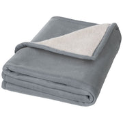 Graue Springwood Fleece-Decke mit Sherpa-Plaid von Signalshop.de, individuell mit Logo bedruckbar, ideal als Werbeartikel.