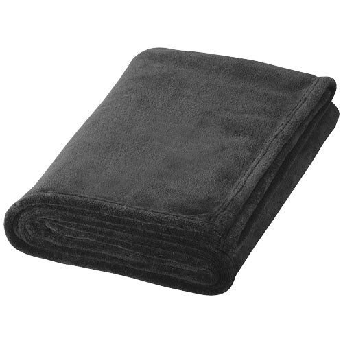 Schwarze Coral-Fleece Bay Plaid-Decke, weich, individualisierbar bei Signalshop.de, ideal als Werbeartikel.