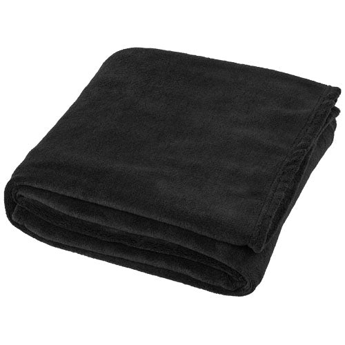 Schwarze Bay Plaid-Decke aus Coral-Fleece, individuell gestaltbar, ideal als Werbeartikel von Signalshop.de