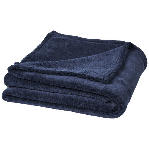 Blaue Coral-Fleece-Decke von Signalshop.de, ideal als Werbeartikel; individuell gestaltbar mit Logo.