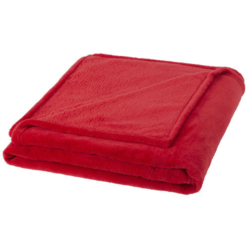 Rote Bay Plaid-Decke aus Coral-Fleece, individuell gestaltbar, von Signalshop.de, Werbeartikel, Werbemittel.