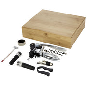 Malbick 9-teiliges Weinset in Holzbox, mit Logo von Signalshop.de bedruckt, ideal als Werbeartikel, Zubehör inkl. Korkenzieher.