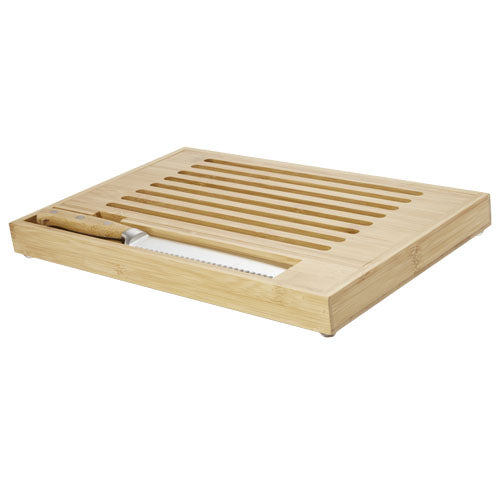 Pao Bambus-Schneidebrett mit Messer, individuell gestaltbar, von Signalshop.de, ideal für Werbeartikel und Werbegeschenke.