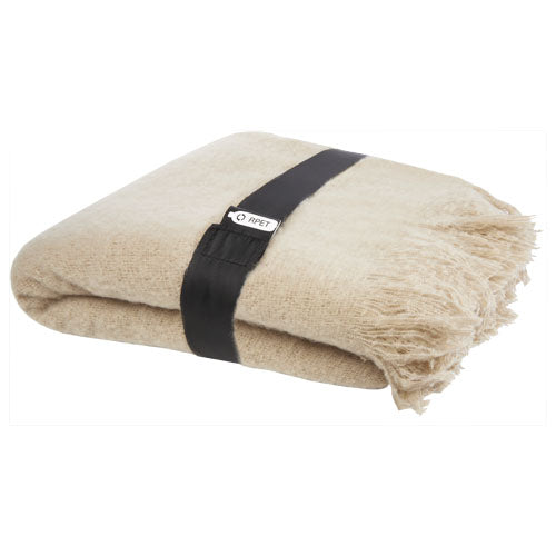 Ivy GRS RPET Mohairdecke in Beige, individuell mit Logo gestaltbar, Werbeartikel bei Signalshop.de