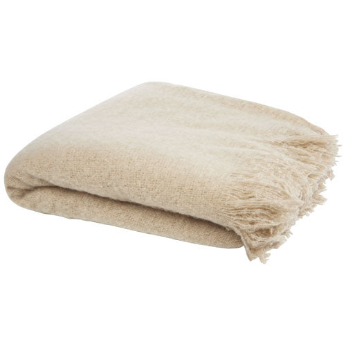 Ivy RPET Mohairdecke in Creme von Signalshop.de, individuell mit Logo bedruckbar, ideal als Werbeartikel.