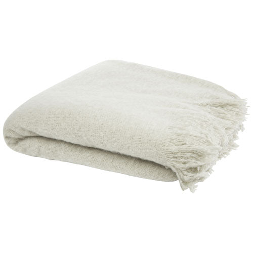 Ivy GRS RPET Mohairdecke in Beige, individuell gestaltbar mit Logo, erhältlich bei Signalshop.de als Werbeartikel.