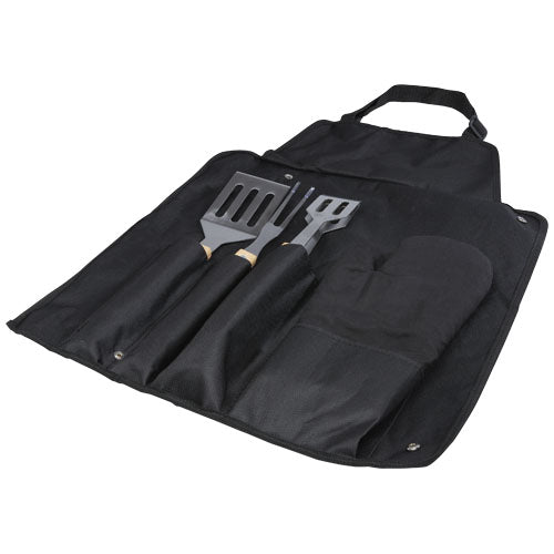 5-teiliges Grillset aus Bambus mit Handschuh, individuell bedruckbar von Signalshop.de, Werbeartikel, Giveaway.