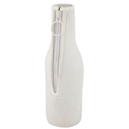 Weiße Fris Flaschenmanschette aus recyceltem Neopren von Signalshop.de, individuell bedruckbar, ideal als Werbeartikel, Werbegeschenke, Werbemittel, Giveaway.