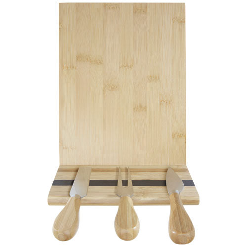 Bambus Käseplatte mit Besteck, magnetisch, individuell gestaltbar, Signalshop.de Werbeartikel, Giveaway