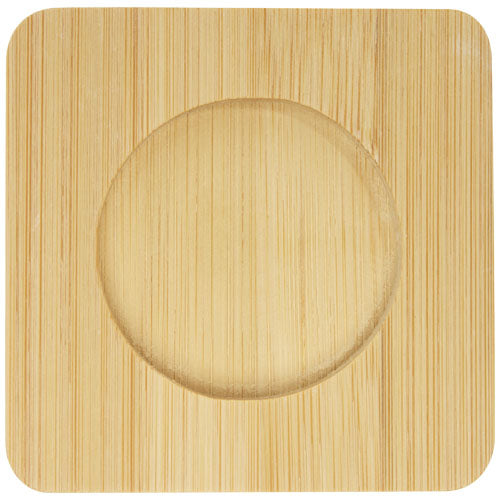 Bambusuntersetzer für Manti 100 ml Glasbecher, individuell gestaltbar, Werbeartikel von Signalshop.de