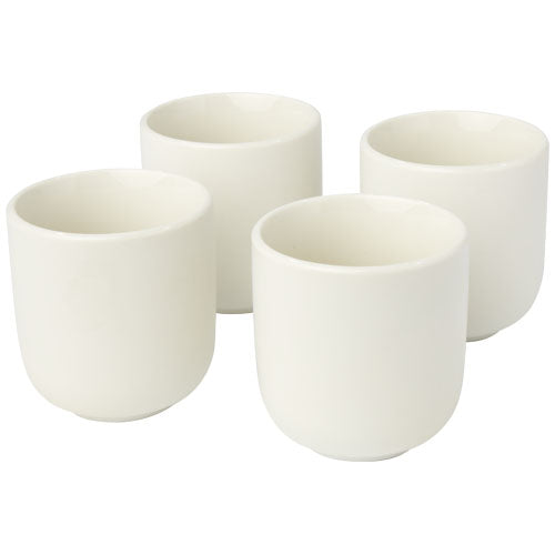 Keramik Espressotassen 4-teilig, 90 ml, weiß, individuell mit Logo bedruckbar, Signalshop.de Werbeartikel.