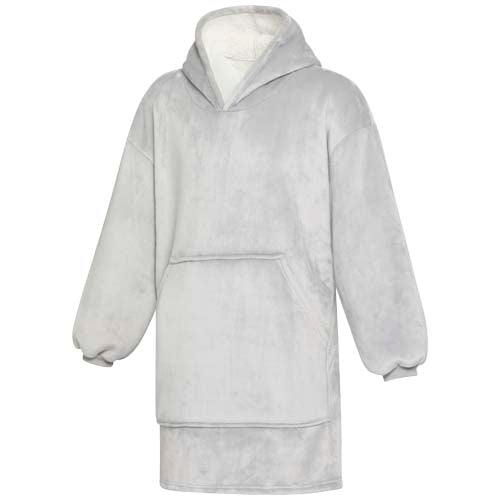 Graue Denali GRS Hoodie-Decke aus recyceltem Material mit Kapuze, individuell bedruckbar, bei Signalshop.de, Werbeartikel, Werbegeschenke, Werbemittel, Giveaway.