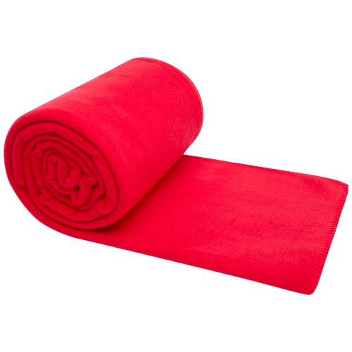 Rote Huggy Fleecedecke 220x250 cm, kariert, individuell mit Logo bedruckbar, Signalshop.de Werbeartikel.